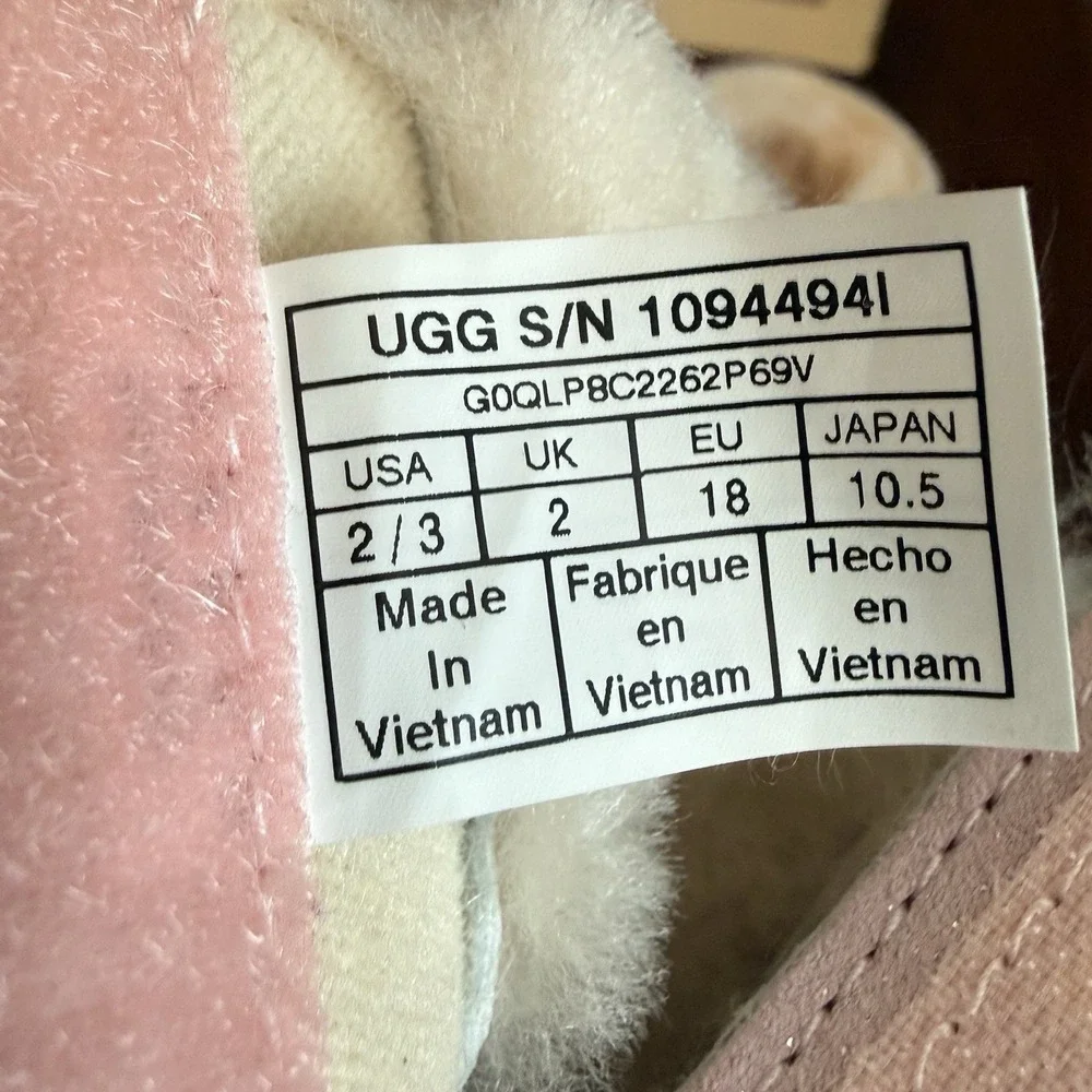 UGG Keelean Sparkle Infant Boots Pink Suede Sheepskin Size 2/3 NIB 6-12M F/W